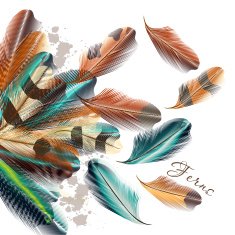 Background with vector realistic colorful ferns N2