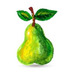 Handmade watercolor grunge fruits for retro design N4