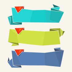 Origami Paper Banners Vector set