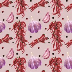 Seamless pattern with chilly peppers and garlic N4