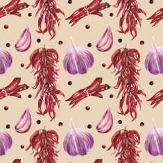 Seamless pattern with chilly peppers and garlic N5