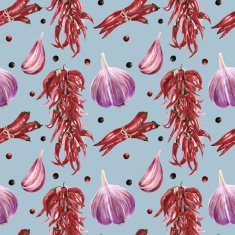 Seamless pattern with chilly peppers and garlic N8