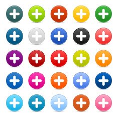 Plus sign satin circle icon web internet button reflection shadow N2
