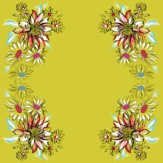 Flowers Ornament in the Russian style graphic sketch