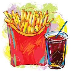 Tasty French fries and cola