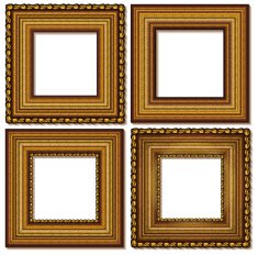 four isolated golden frames