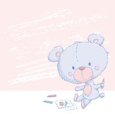 Teddy bear crayon drawing N2
