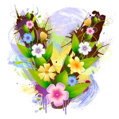 Capital Letter V created by flowers and leaves