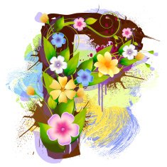 Capital Letter P created by flowers and leaves