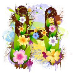 Capital Letter H created by flowers and leaves