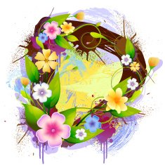 Capital Letter D created by flowers and leaves