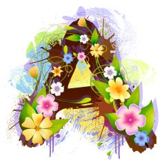 Capital Letter A created by flowers and leaves