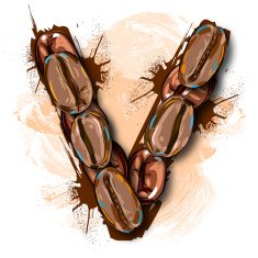 Capital Letter V created by Coffee beans N2