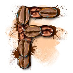 Capital Letter F created by Coffee beans N2