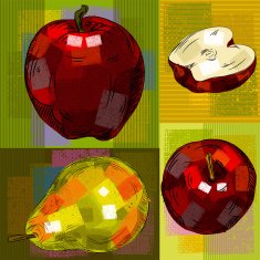 Detailed Drawings of Apple and Pear N2