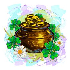 St Patricks day cauldron with Clovers