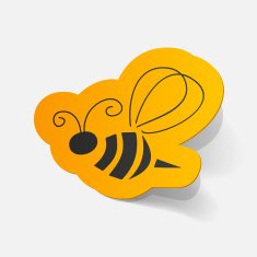 Realistic paper sticker Bee N8