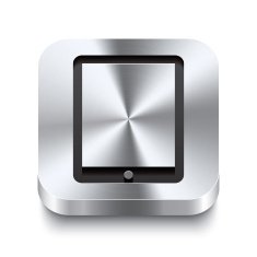 Square metal button perspektive - tablet icon