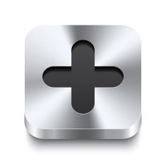Square metal button perspektive - plus icon