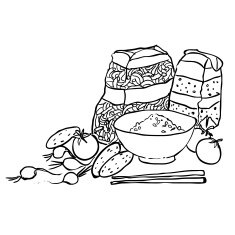 sketch of cereals and vegetables isolated on white background