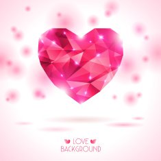 Pink origami heart on white backdrop with shadow N2