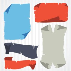 Set of grunge old banner and scrolls