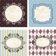 Vintage frames on the old fabric Set