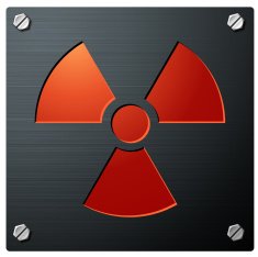 Radioactivity Sign On Brushed Metal Plate
