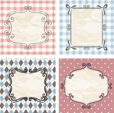 Vintage frames on the old fabric Set N2