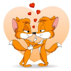 Two furry cartoon cute falling in love fox N2