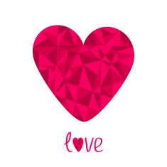 Pink heart Polygonal effect Love card Isolated N2