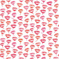 Floral pattern with hand drawn roses in bright red