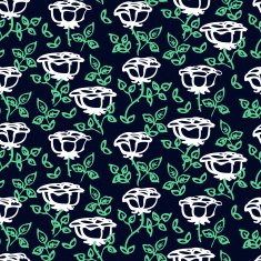 Floral pattern with hand drawn roses on black