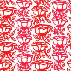 Grunge floral pattern with hand drawn roses in red N2