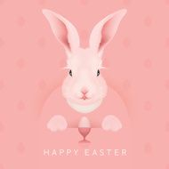 Pink White Happy Easter Bunny - modern egg pattern background