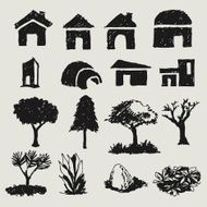 Sketch of abstract home and tree