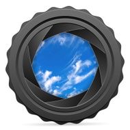 camera shutter with cloudy sky