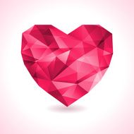 Pink origami heart on white backdrop with shadow N4