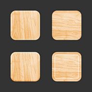 Wooden App Icon Template Set Vector