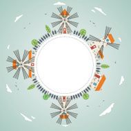 Nature background with Windmills Vector