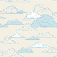 Clouds seamless pattern hand-drawn illustration N2