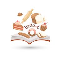 Open book and icons of bread vector N2