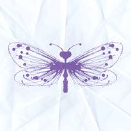 Dragonfly-blot on crumpled paper