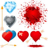 Set of various hearts