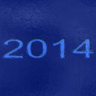 Inscription &quot;2014&quot; under the ice