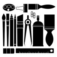 Set of stationary on white background