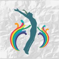 Man With Rainbow On Grunge Background