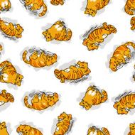 Seamless pattern with funny cats Vector illustration