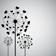 Black dandelion with hearts