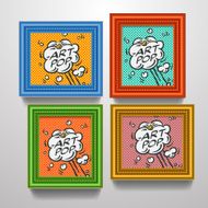Frames with comic book explosion on pictures